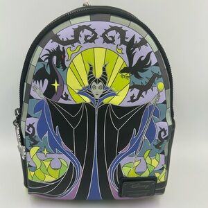 Loungefly stained glass Maleficent backpack NWT